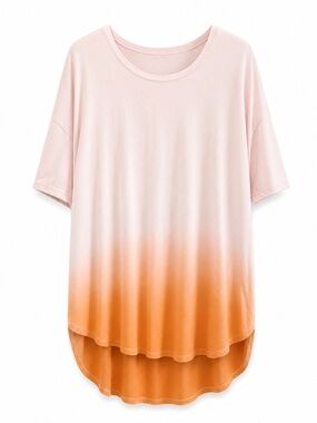 4/$20➡️  Time and Tru Coral Ombre Short Sleeve Tee Asymmetrical Hem – Size XL